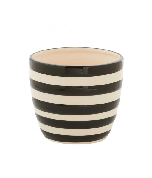 4.5 Inch Black and White Ceramic Striped Pot