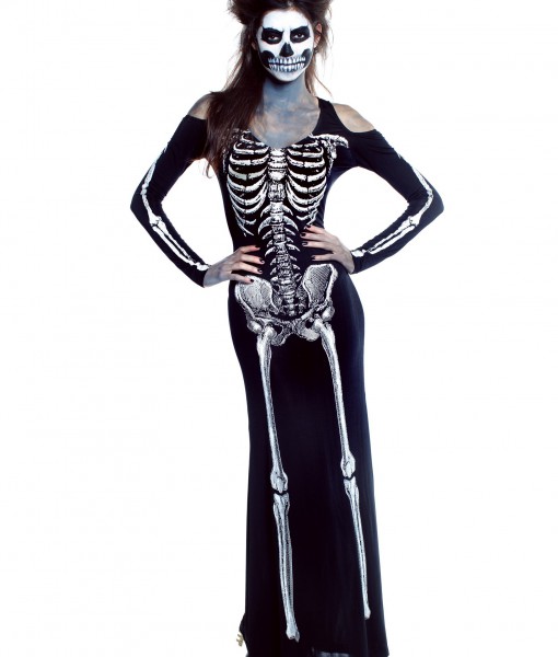 Womens Plus Size Bone Appetit Skeleton Long Dress