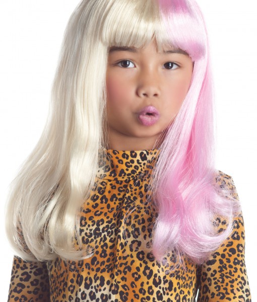 Child Pink and White Diva Wig