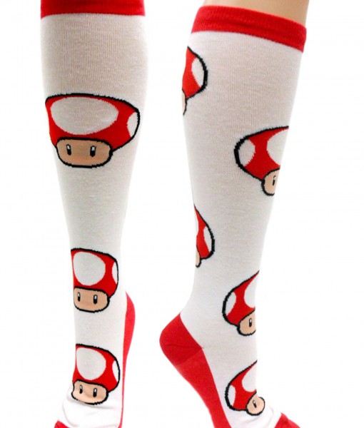 Nintendo Red Mushroom Knee High Socks