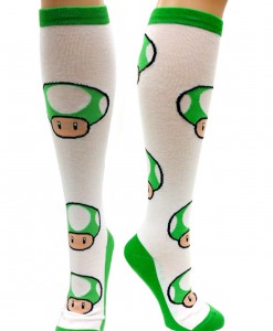 Nintendo 1up Green Mushroom Knee High Socks