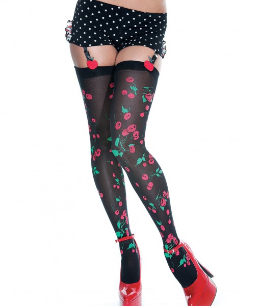 Ruffle Hotpants w/ Cherry Print Stockings