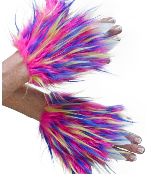 Adult Multicolor Furry Hand Covers