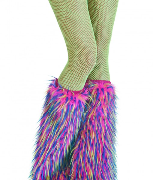 Adult Multicolor Furry Boot Covers