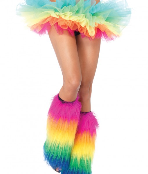 Rainbow Furry Leg Warmers