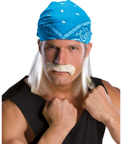 Wrestling Star Bandana Wig w/ Moustache