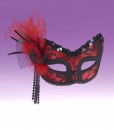 Red Black Lace Half Mask
