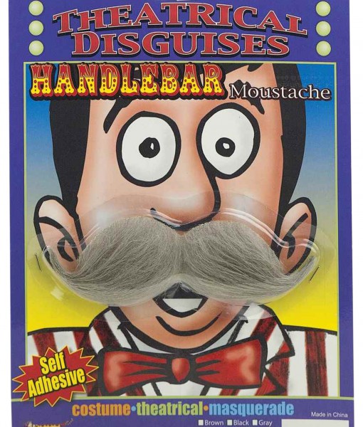 Grey Handlebar Mustache