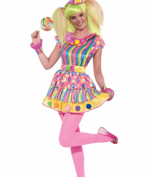 Teen Girls Polka Dot Clown Costume