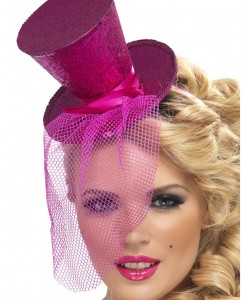 Fever Hot Pink Glitter Mini Top Hat