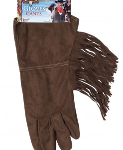 Brown Fringe Cowboy Gloves