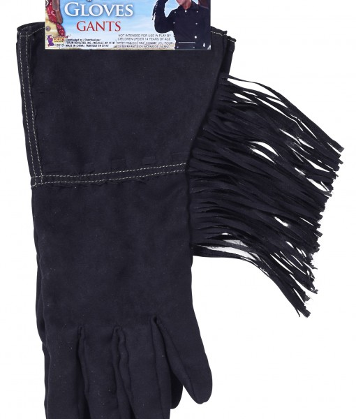 Black Fringe Cowboy Gloves