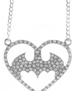Batman Logo Heart Bling Necklace