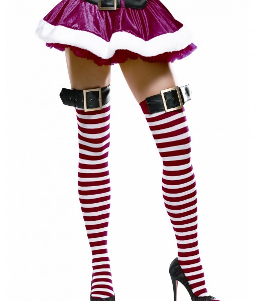 Red/White Striped Stockings w/Belt Buckle