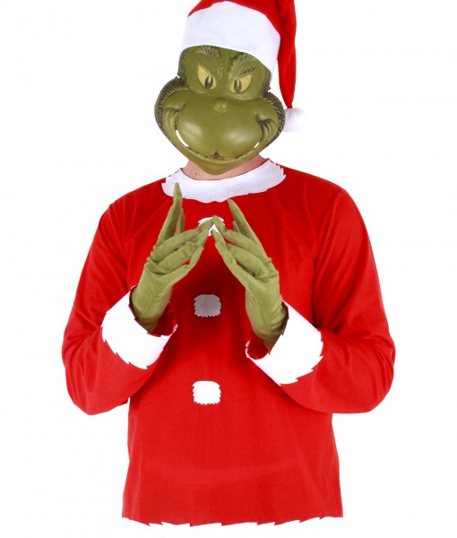 Adult Grinch Costume Top Hat and Half Mask