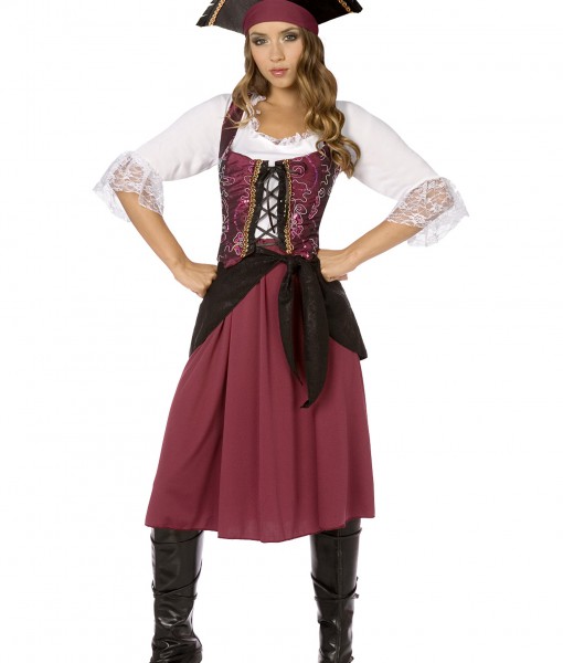 Plus Burgundy Pirate Wench Costume