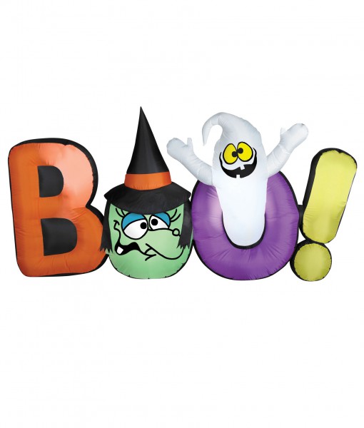 Airblown Boo Sign w/ Witch and Ghost