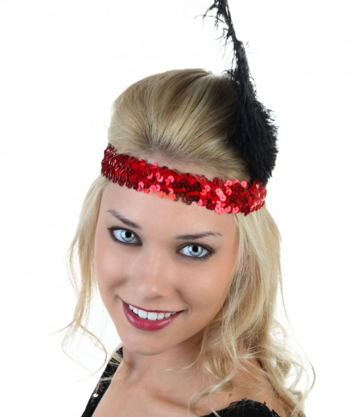 Red and Black Flapper Headband