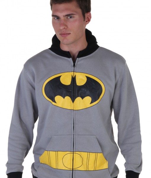 Mens Gray Batman Suit Hoodie