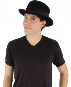 Black Velour Bowler Hat