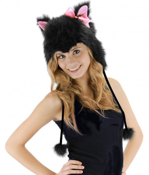 Kitty Hoodie Hat Black