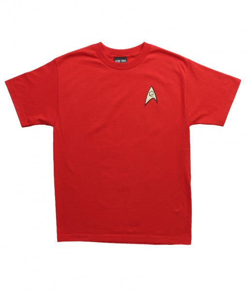 Star Trek Engineering Uniform On Red TShirt