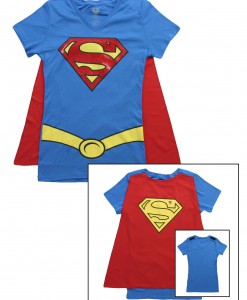 Womens Super Girl V-Neck Cape T-Shirt