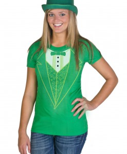 Womens Green Tuxedo Costume T-Shirt
