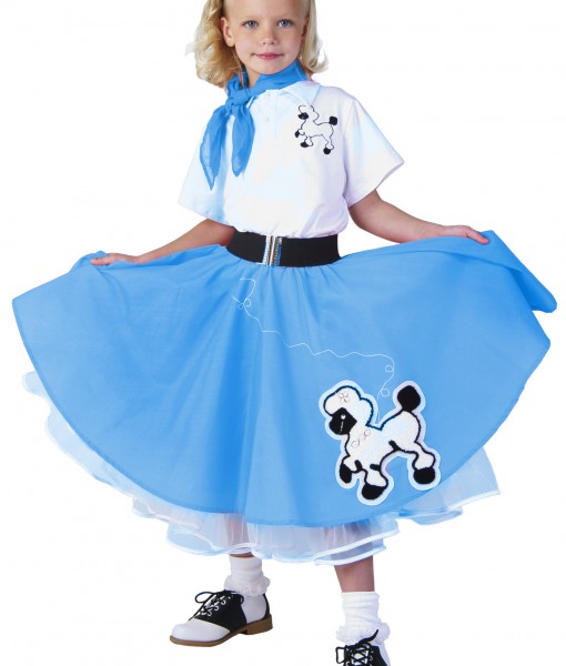 Kids Deluxe Blue Poodle Skirt Costume