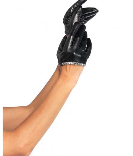 Faux Leather Cropped Gloves