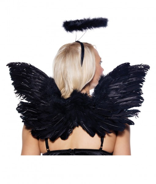 Black Angel Wings and Halo Set