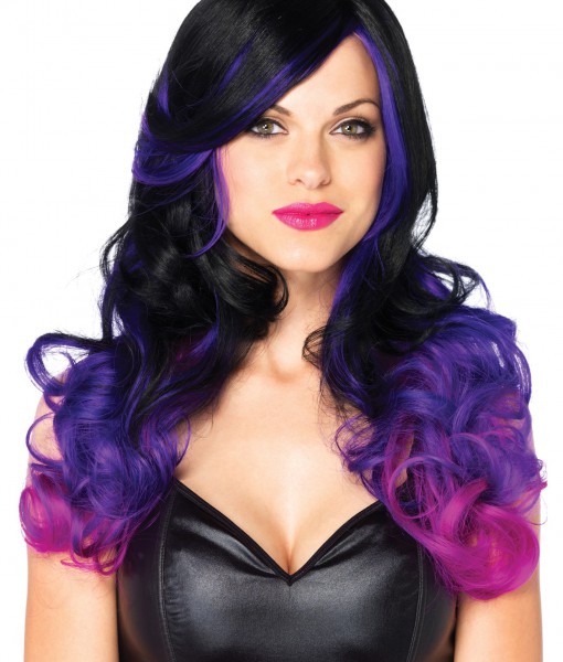 Purple and Black Faded Wig