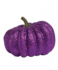 8 Round Purple Glitter Pumpkin