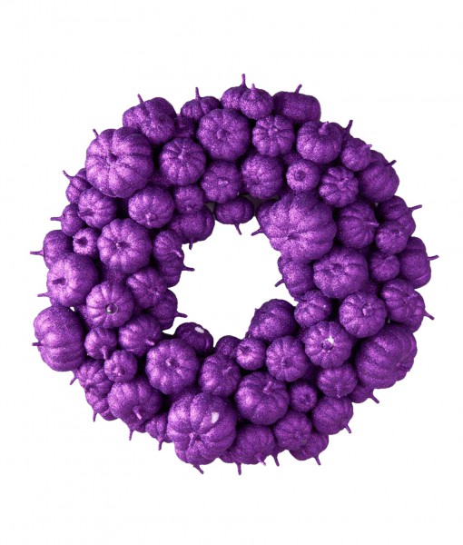 24 Purple Glitter Pumpkin Wreath