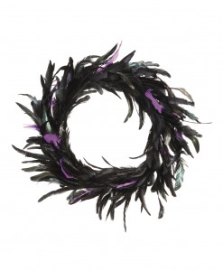 23 Inch Black and Purple Feather Wreath