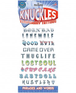 Knuckle Phrases Temporary Tattoos