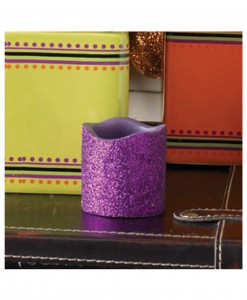 2 Inch Purple Glitter LED Candle