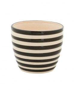 5.5 Inch Black and White Ceramic Striped Pot