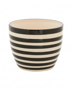 6 Inch Black and White Ceramic Striped Pot
