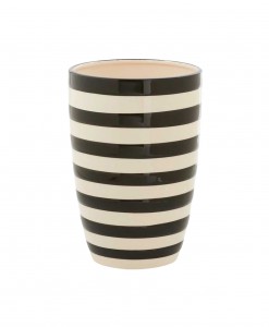 7.5 Inch Black and White Ceramic Striped Pot