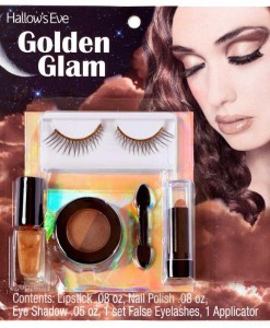 Hallow's Eve Golden Glam Makeup and False Eyelashes Kit Adult