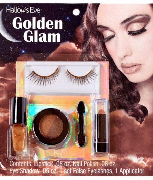 Hallow's Eve Golden Glam Makeup and False Eyelashes Kit Adult