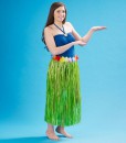 Adult 36 Artificial Green Grass Hula Skirt with Floral Waistband