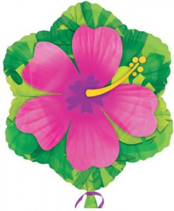 Pink Hibiscus Flower Shaped Foil Balloon