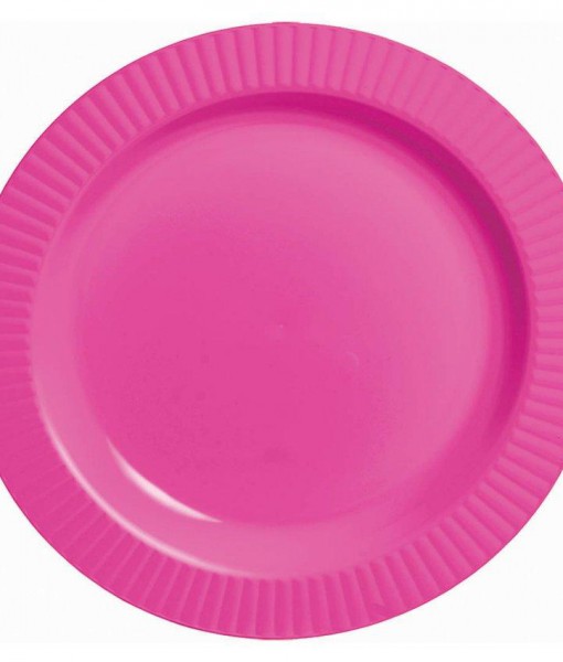 Bright Pink Premium Plastic Banquet Dinner Plates (16 count)