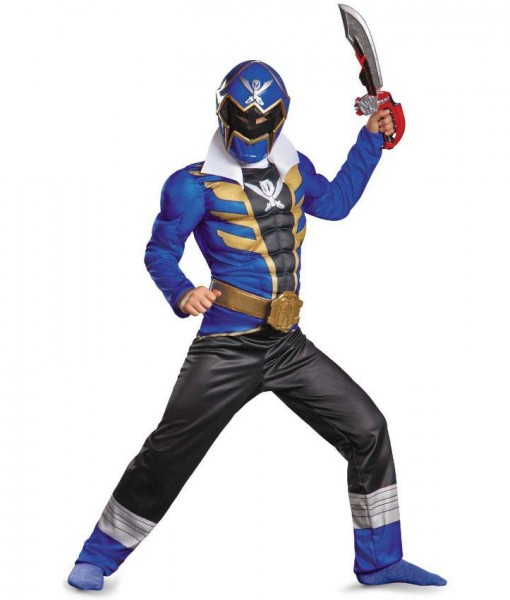 Power Ranger Super Megaforce Blue Ranger Muscle Kids Costume