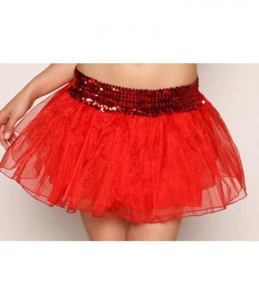 Sequin Petticoat Skirt - Red