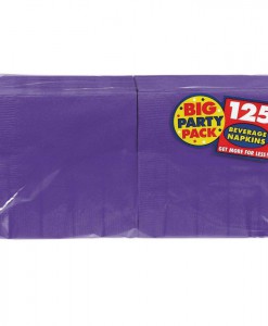 New Purple Big Party Pack - Beverage Napkins (125 count)