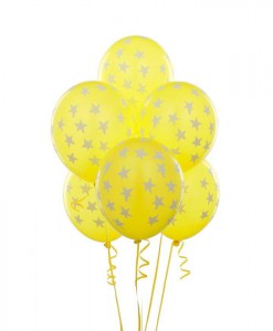 Yellow with Large White Stars 11 Matte Balloons (6 count)
