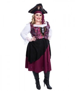 Burgundy Pirate Wench Adult Plus Costume